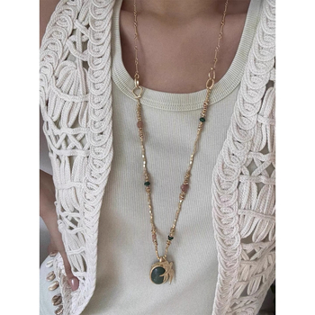 Colier cu piatră ochi de tigru, pandantiv în formă de pasăre, lanț regulat, stil lux ușor