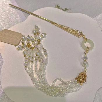 Μεταλλική καρφίτσα μαλλιών σε αρχαϊκό στυλ, με σταγόνα-σχήματος κρόσσι, χειροποίητη