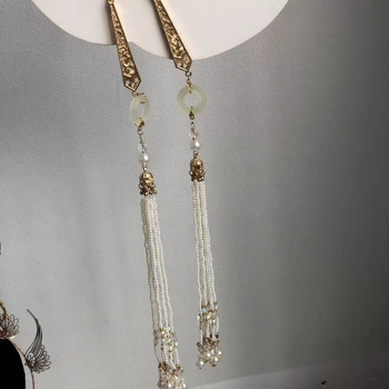 Μεταλλική καρφίτσα μαλλιών σε αρχαϊκό στυλ, με σταγόνα-σχήματος κρόσσι, χειροποίητη