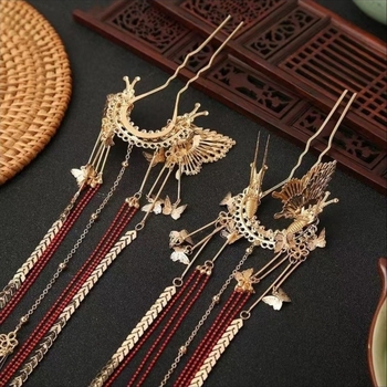 Női fejfedő – vintage stílus, pillangó hajcsat, ötvözet, elektroplakálásos felület, egyedi csomagolásban