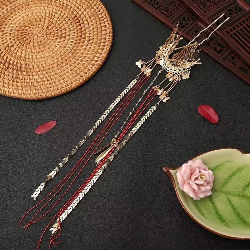 Női fejfedő – vintage stílus, pillangó hajcsat, ötvözet, elektroplakálásos felület, egyedi csomagolásban