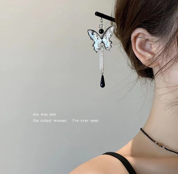 Ukosnica za kosu od smole s motivom leptira, dvostruka ukosnica, novi kineski stil, visak, Hanfu dodatak