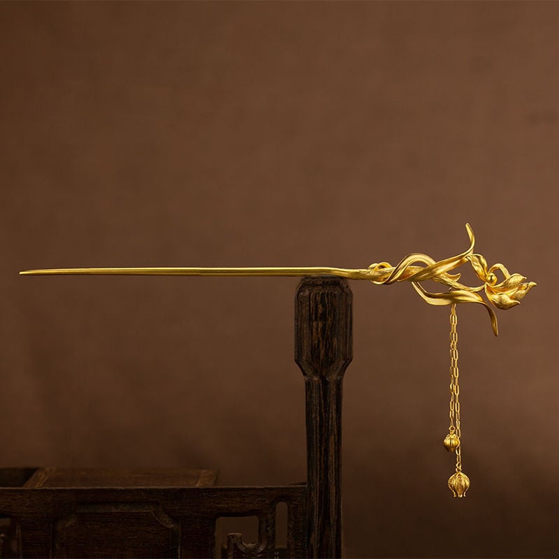 Agrafă de păr cu floare de orhidee, stil vintage, din aliaj, electroplacare