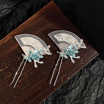 Hajtű - ventilátor alakú, geometriai tervezés, kínai stílus; ötvözet anyag, kézzel készült