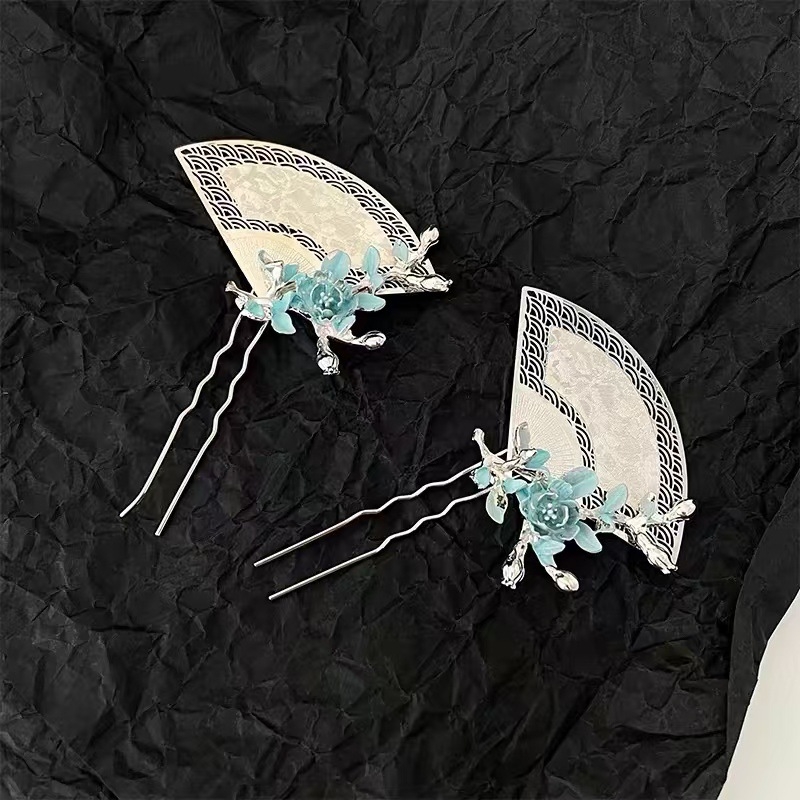 Hajtű - ventilátor alakú, geometriai tervezés, kínai stílus; ötvözet anyag, kézzel készült