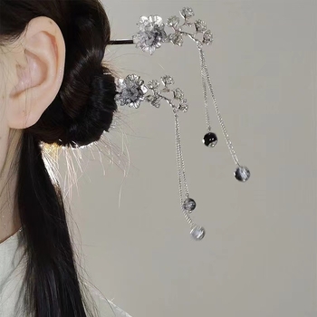 Hajtű virágos tassellal, ősi kínai stílusú, ötvözet, elektroplatírozás