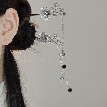 Hajtű virágos tassellal, ősi kínai stílusú, ötvözet, elektroplatírozás