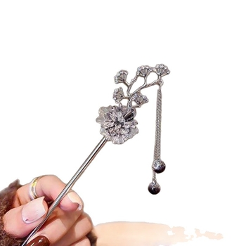 Hajtű virágos tassellal, ősi kínai stílusú, ötvözet, elektroplatírozás