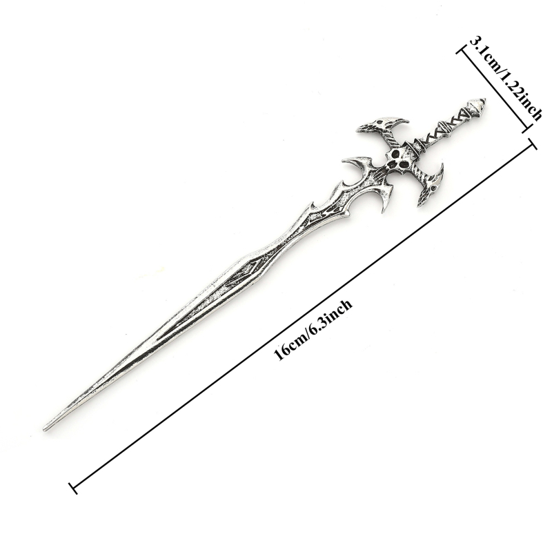 Hajcsat Viking retro motívummal, hollókoponya és kard, ötvözet, elektropolírozás, uniszex geometriai stílus