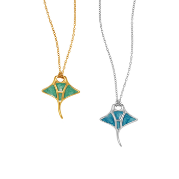 Colier Whale Rain cu motiv manta ray, din oțel titan, lanț încrucișat, pandant din oțel inoxidabil