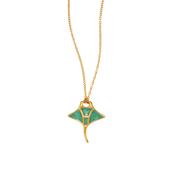 Colier Whale Rain cu motiv manta ray, din oțel titan, lanț încrucișat, pandant din oțel inoxidabil