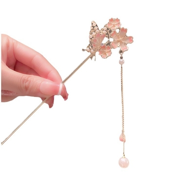 Accesorii pentru păr cu floare de cireș, pentru coafuri Hanfu/Cheongsam (Customization: Yes; Private label: Yes; Spring 2024)