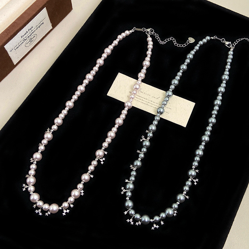 Colier cu pandantiv geometric din aliaj de cupru, lanț neregulat, perlă artificială, electroplacare, stil coreean