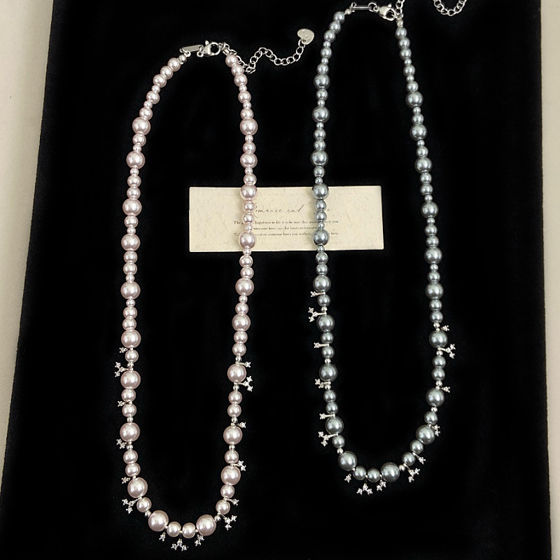 Colier cu pandantiv geometric din aliaj de cupru, lanț neregulat, perlă artificială, electroplacare, stil coreean