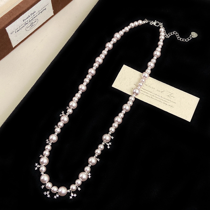 Colier cu pandantiv geometric din aliaj de cupru, lanț neregulat, perlă artificială, electroplacare, stil coreean