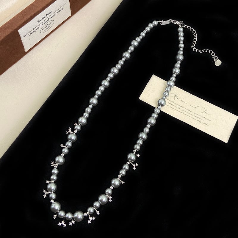 Colier cu pandantiv geometric din aliaj de cupru, lanț neregulat, perlă artificială, electroplacare, stil coreean