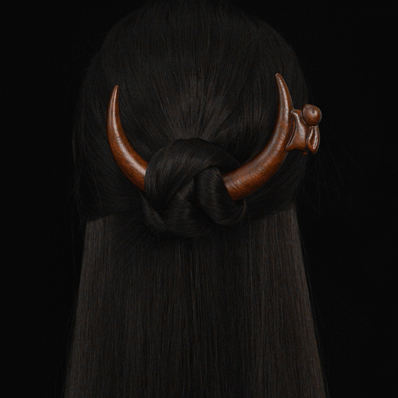 Fából készült hajtű | Új kínai motívumokkal geometriai dizájn | Fejfedő kiegészítő | Ideális esküvőkre, születésnapokra, fesztiválokra | 2024 nyári kiadás