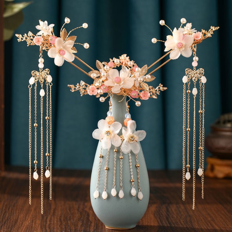 Hanfu plaukų segtukas – retro, antikinio stiliaus su kutais ir dragonfly motyvu, rankų darbo metalinis aksesuaras moterims