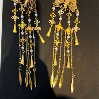 Fém hajcsat Hanfu stílusban, pillangó és tassel – vintage