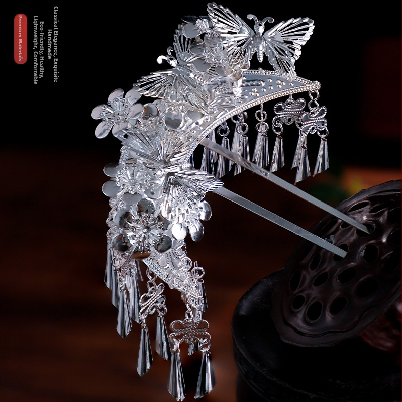 Etno stiiliga juukseklips, segust materjal, lehe motiiv, käsitöö, kohandatav