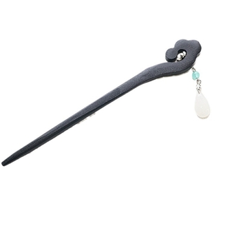 Clip de păr din lemn, în stil antic, cu detalii florale