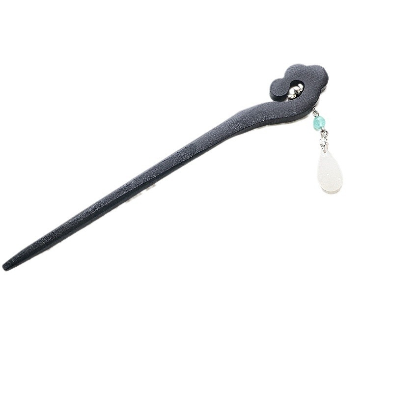 Clip de păr din lemn, în stil antic, cu detalii florale