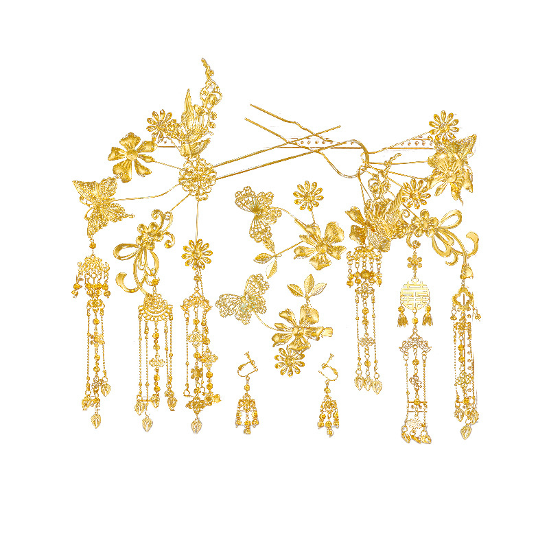 Vjenčani ukosnica za kosu s resicama i klipsom za uši – vintage stil, legura, elektroplatiranje, pogodno kao dar za vjenčanje (Alloy; Vintage; Tassel; Electroplating; Wedding)