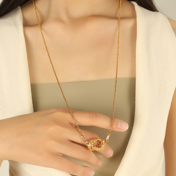 Titāna tērauda džemperu kaklarota, plaid raksts, ar pendantu iekļauts, universāls modes aksesuārs, paplašināšanas ķēde