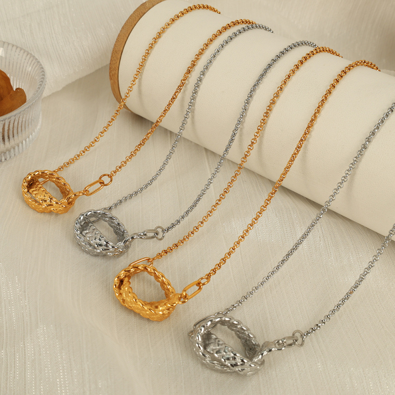 Titāna tērauda džemperu kaklarota, plaid raksts, ar pendantu iekļauts, universāls modes aksesuārs, paplašināšanas ķēde