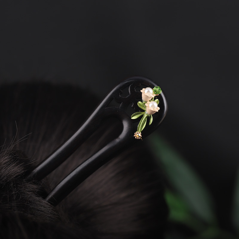 Drvena retro ukosnica za kosu s cvjetnim dizajnom, dodatak za glavu