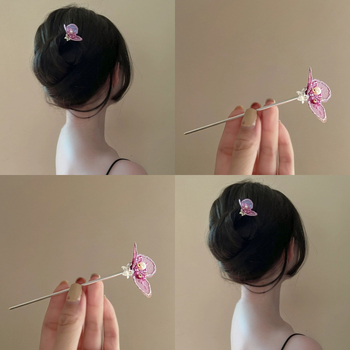 Agrafă de păr cu flori, stil nou chinezesc, material: aliaj, electroplacare, personalizare disponibilă