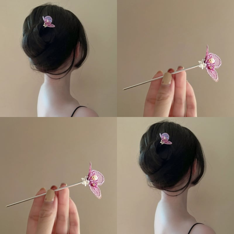 Agrafă de păr cu flori, stil nou chinezesc, material: aliaj, electroplacare, personalizare disponibilă