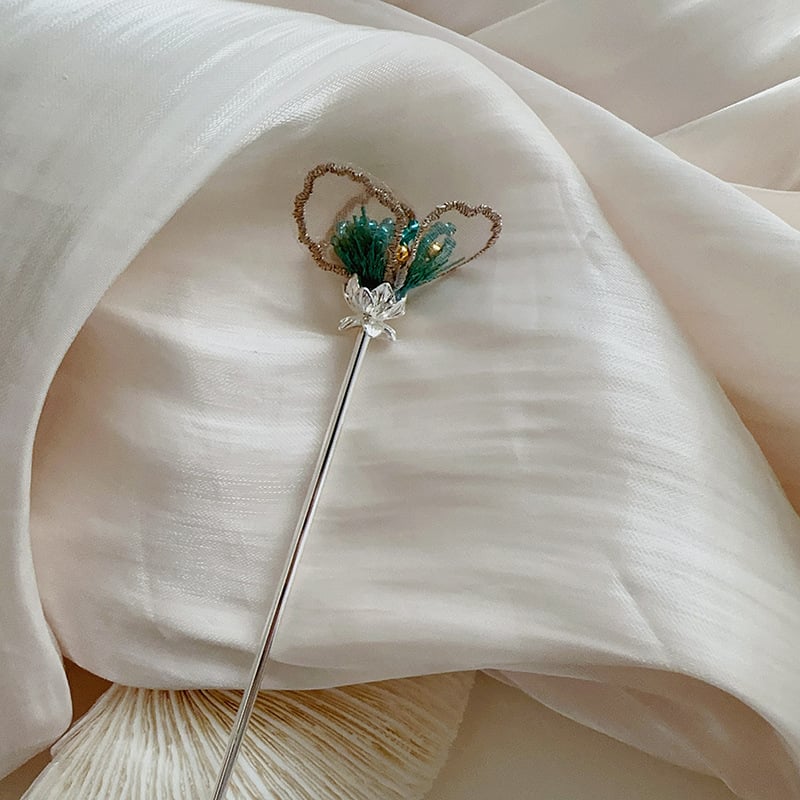 Agrafă de păr cu flori, stil nou chinezesc, material: aliaj, electroplacare, personalizare disponibilă