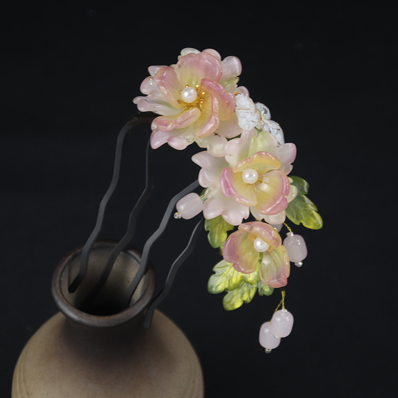 Accesoriu pentru păr, stil antic, formă de floare, material sticlă, lansare vara 2025