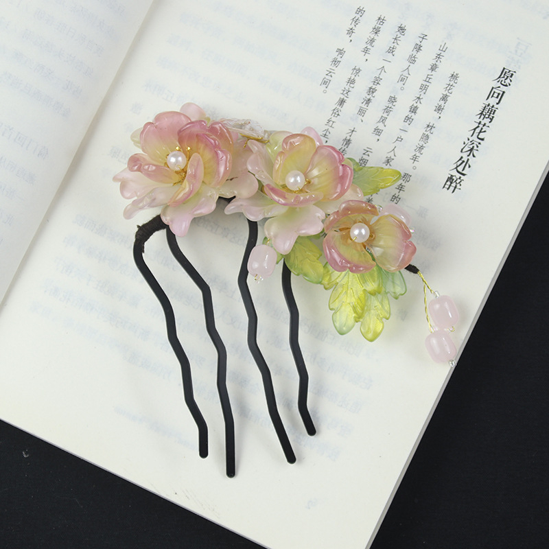 Accesoriu pentru păr, stil antic, formă de floare, material sticlă, lansare vara 2025