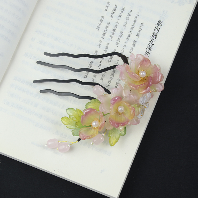 Accesoriu pentru păr, stil antic, formă de floare, material sticlă, lansare vara 2025