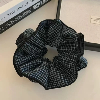 Scrunchie pentru păr cu carouri în straturi, din material textil, realizat manual, stil coreean, elasticitate mare