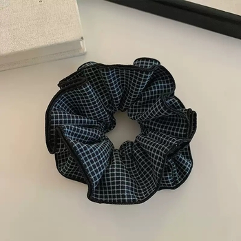 Scrunchie pentru păr cu carouri în straturi, din material textil, realizat manual, stil coreean, elasticitate mare
