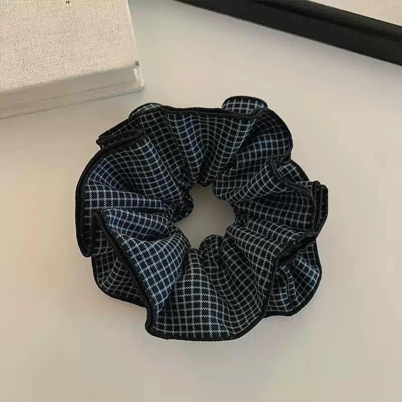 Scrunchie pentru păr cu carouri în straturi, din material textil, realizat manual, stil coreean, elasticitate mare