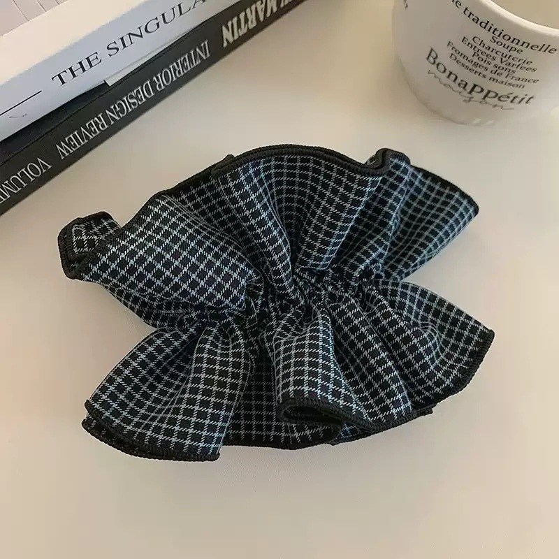 Scrunchie pentru păr cu carouri în straturi, din material textil, realizat manual, stil coreean, elasticitate mare
