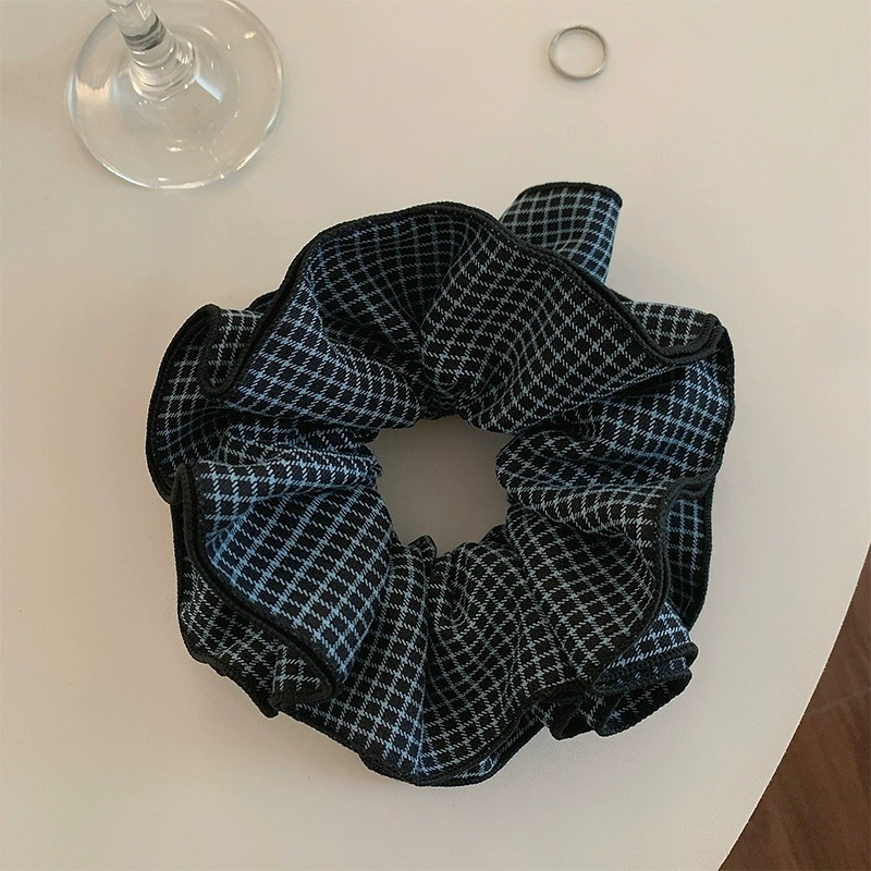 Scrunchie pentru păr cu carouri în straturi, din material textil, realizat manual, stil coreean, elasticitate mare