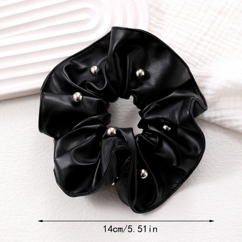 Gumica za kosu s perlicama i točkicama, korejskog stila, umjetna koža i tkanina, elegantan rep