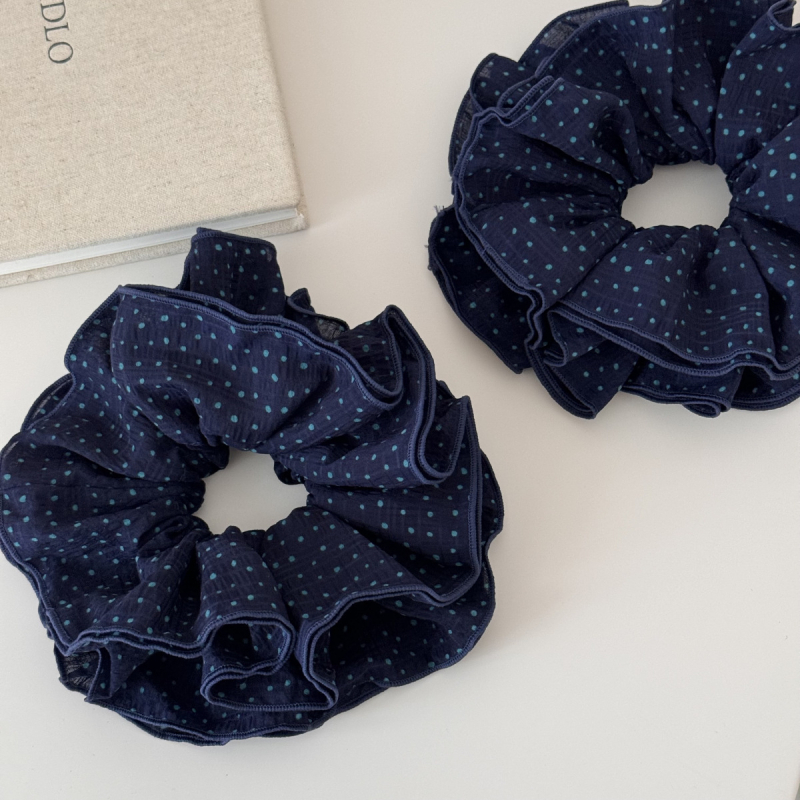 Elastic de păr din țesătură cu buline, lucrat manual, stil korean, formă lejeră, design de strângere