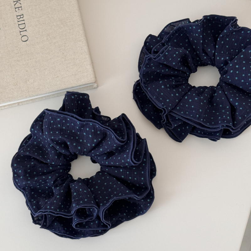 Elastic de păr din țesătură cu buline, lucrat manual, stil korean, formă lejeră, design de strângere