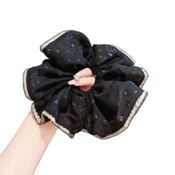 Scrunchie pentru păr în stil coreean, funda din dantelă, fabricat manual, material textil, elastic, stil proaspăt și dulce