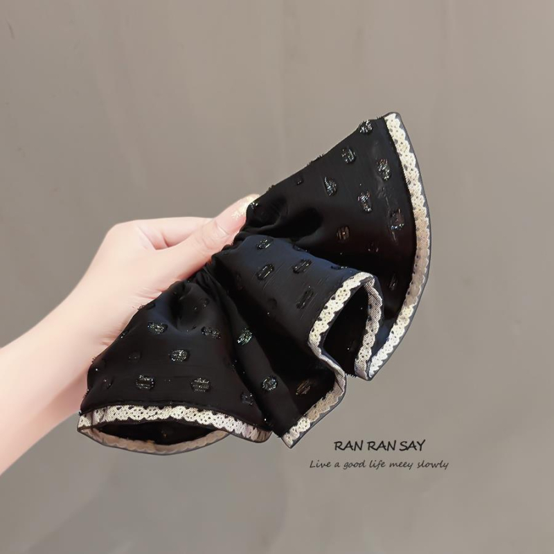 Scrunchie pentru păr în stil coreean, funda din dantelă, fabricat manual, material textil, elastic, stil proaspăt și dulce