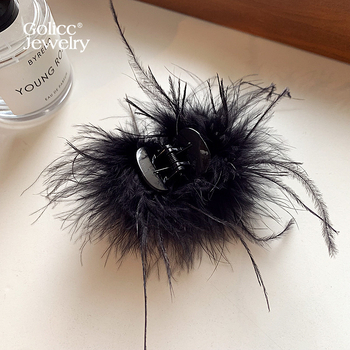 Agrafă pentru păr cu pene, lucru manual, stil pastoral, materiale mixte, primăvara 2025