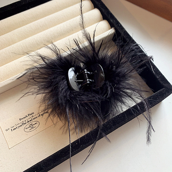 Agrafă pentru păr cu pene, lucru manual, stil pastoral, materiale mixte, primăvara 2025