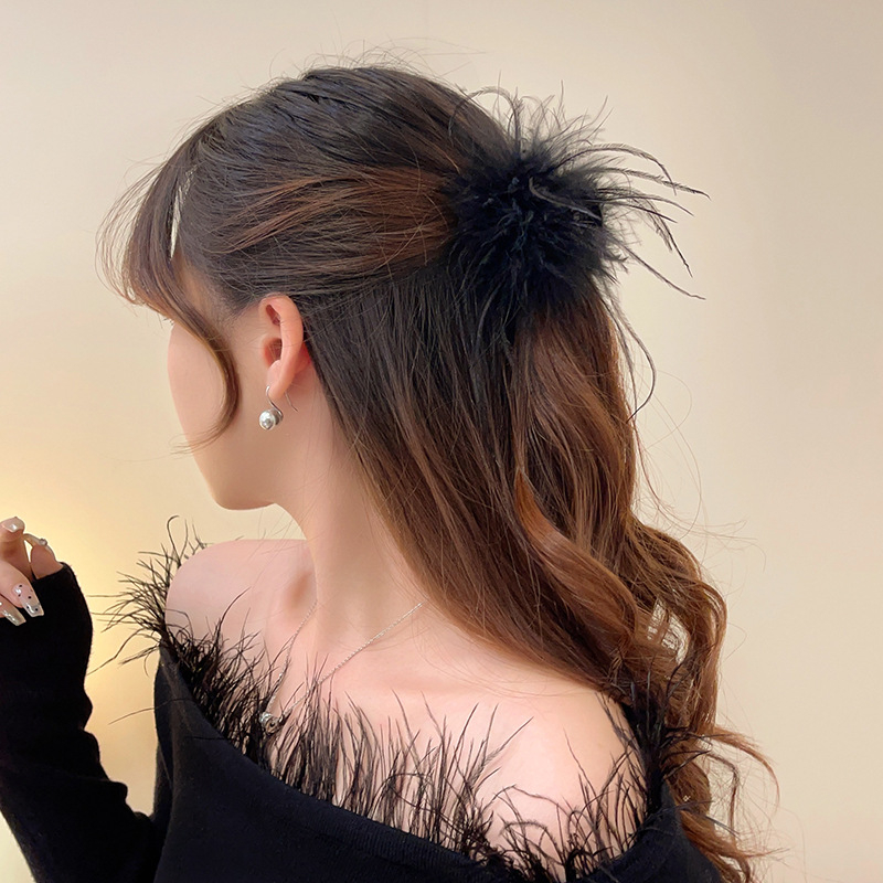 Agrafă pentru păr cu pene, lucru manual, stil pastoral, materiale mixte, primăvara 2025