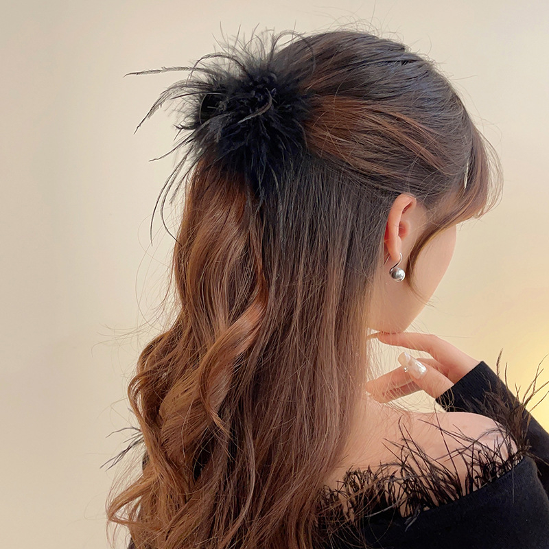 Agrafă pentru păr cu pene, lucru manual, stil pastoral, materiale mixte, primăvara 2025